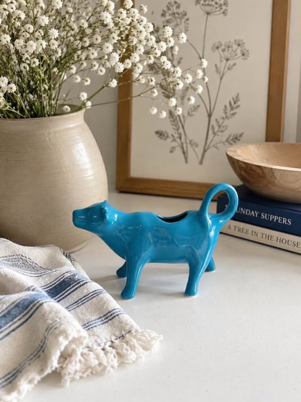 Rare Retired Pioneer Woman Turquoise Cow Creamer Pitcher Farmhouse Decor